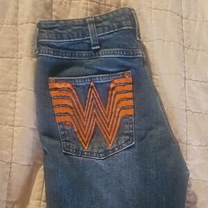 Wrangler Women's Denim Jeans with Vibrant Orange Accent